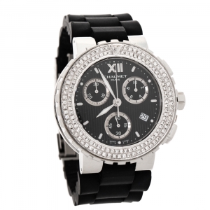 Chaumet Black Stainless Steel Diamond Class One 625B Men's Wristwatch 40 MM