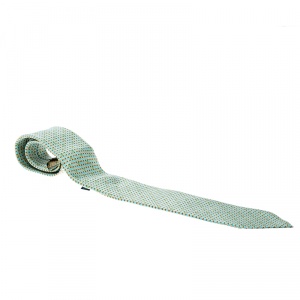 Chopard Beige and Blue Fruit Print Silk Tie