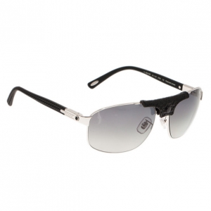 Chopard Silver and Black SCH907 Polarized Aviators