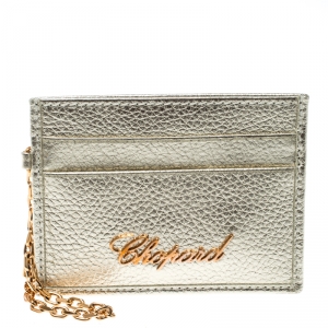 Chopard Gold Leather Happy Card Holder with Chain