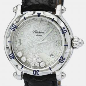 Chopard White Stainless Steel Happy Sport 28/8948 Quartz Wristwatch 38 mm