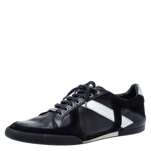 Dior Homme Black/White Leather and Suede Lace Low Top Sneakers Size 43.5