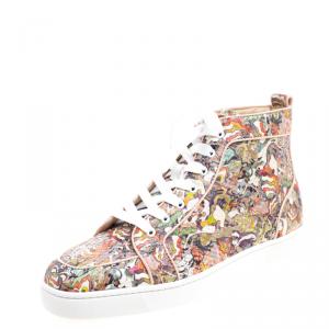Pre Owned Christian Louboutin Multicolor Python Faience Rantus High Top Sneakers Size 44
