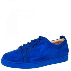 Christian Louboutin Cobalt Blue Suede Louis Junior Sneakers Size 43.5