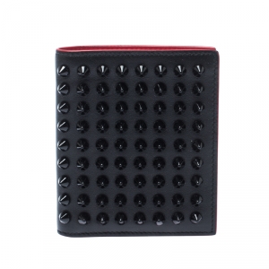 Christian Louboutin Black Leather Clipsos Studded Bifold Wallet