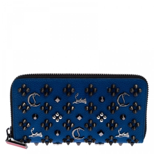 Christian Louboutin Blue Leather Panettone Zip Around Wallet