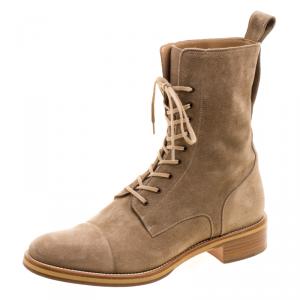 Christian Louboutin Beige Suede Toerless Lace Up Ankle Boots Size 42