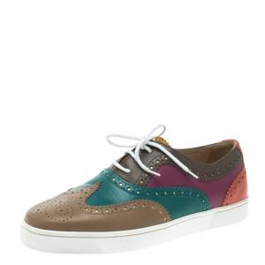 Christian Louboutin Multicolor Brogue Leather Golfito Wingtip Sneakers Size 41