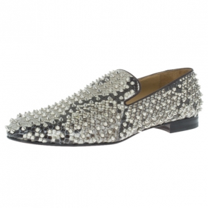 Pre Owned Christian Louboutin Python Rollerboy Spikes Loafers Size 45