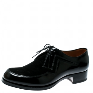 Christian Louboutin Black Leather And Suede Popcontrol Lace Up Oxfords Size 42