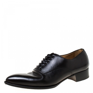 Christian Louboutin Black Leather Lace Up Oxfords Size 41.5