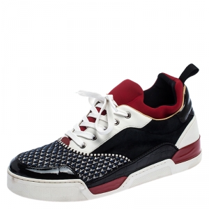 Pre Owned Christian Louboutin Multicolor Leather and Fabric Aurelien Sneakers Size 42.5