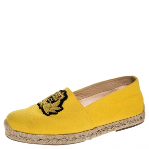 Christian Louboutin Yellow Canvas Nanou Creast Espadrilles Size 40