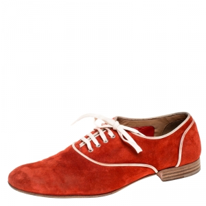 Christian Louboutin Red Suede Lace Up Oxford Size Size 40.5