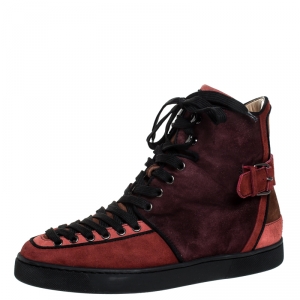 Christian Louboutin Two Tone Suede Alfie High Top Sneakers Size 41