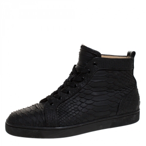 Christian Louboutin Black Python Leather Rantus Orlato High Top Sneakers Size 42.5