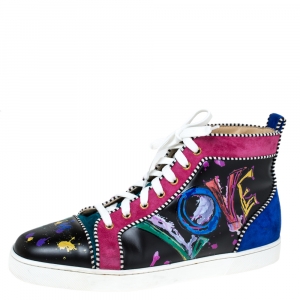 Christian Louboutin Multicolor Leather And Suede Love Rantus Orlato High Top Sneakers Size 44.5