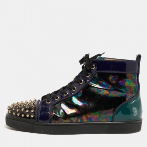 Christian Louboutin Multicolor Patent Louis Spikes Cap Toe High Top Sneakers Size 45