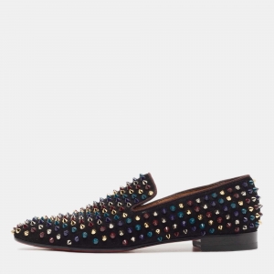 Christian Louboutin Black Suede Spike Loafers Size 41