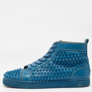 Christian Louboutin Blue Leather Louis Spikes Sneakers Size 41