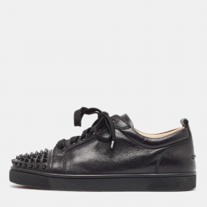 Christian Louboutin Black Leather Louis Junior Spikes Sneakers Size 41