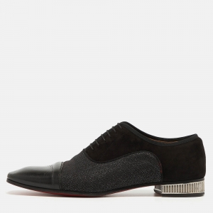 Christian Louboutin Black Suede and Fabric Greggo Oxfords Size 42