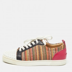 Christian Louboutin Multicolor Leather Louis Junior Spikes Orlato Sneakers Size 42