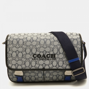 Coach Blue/Black Signature Jacquard Canvas League Messenger Bag