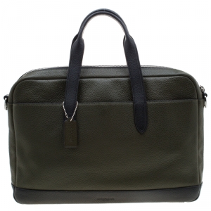 Coach Olive/Black Leather Business Briefcase Bag