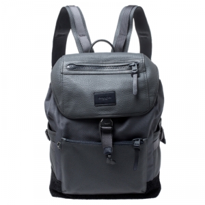 Coach Grey Leather, Nylon and Suede Manhattan Backpack