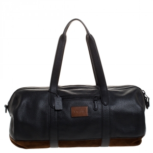 Coach Black/Brown Leather and Nubuck Rip And Repair Metropolitan Soft Gym Bag 