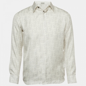 Pre Owned Dior Homme Grey Oblique Silk Shirt XS