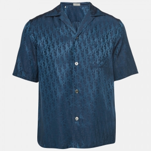 Dior Homme Blue Oblique Silk Blend Shirt S