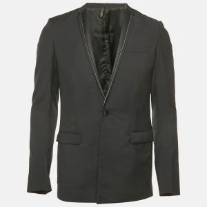 Dior Homme Navy Blue Wool Frayed Collar Blazer S