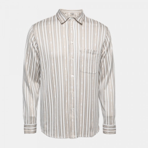 Dior Homme Light Grey Logo Striped Knit Button Front Shirt S