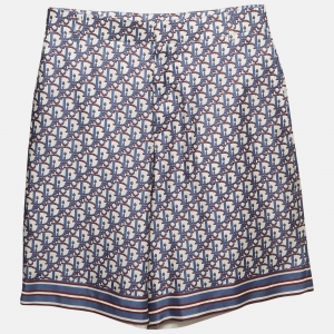 Dior Homme Blue Oblique Pixel Print Silk Twill Shorts XS