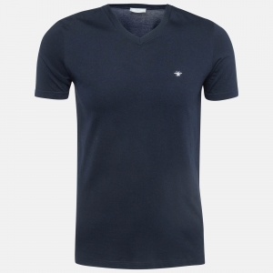 Dior Homme Navy Blue Cotton Jersey V-Neck T-Shirt XS