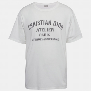 Dior Homme White Cotton Printed Cotton Jersey T-Shirt XXXL