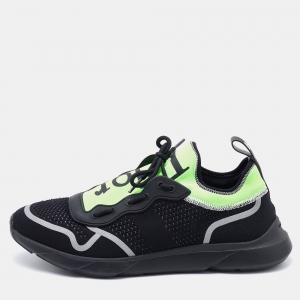 Dior Homme Black/Green Knit Fabric and Neoprene B21 Neo Sneakers Size 43