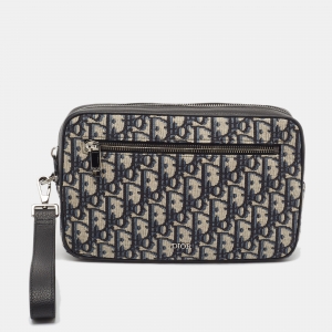 Dior Beige/Black Oblique Canvas and Leather Toiletry Bag