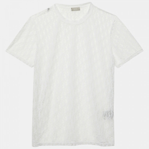 Dior Homme White Oblique Jersey Sheer T-Shirt M