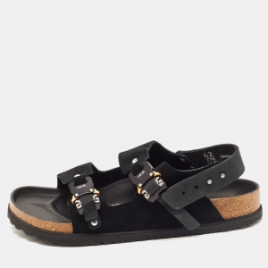 Dior X Birkenstock Milano Black Suede and Nubuck Buckle Slingback Sandals Size 42