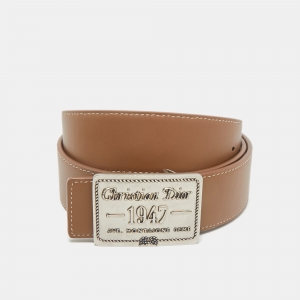 Dior Beige CD Diamont Print Coated Canvas Logo Plague Belt 95CM