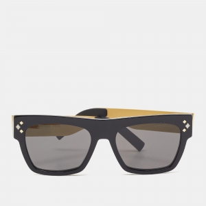 Pre Owned Dior Black/Gold Tone CD Diamond S8I Square Sunglasses