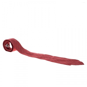 Valentino Red Diagonal Striped Textured Silk Jacquard Traditional Tie 