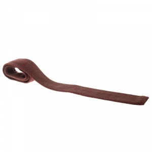 Dior Vintage Red and Brown Patterned Wool Flat Bottom Skinny Tie 
