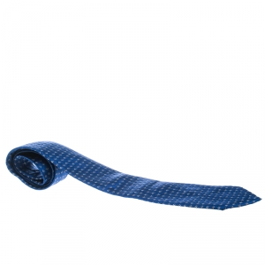 Dior Cobalt Blue Patterned Silk Jacquard Tie