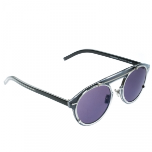 Dior Homme Silver/Black Diorgenese Round Sunglasses