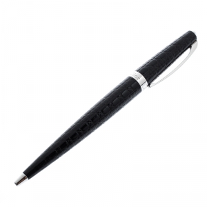 Dior Cannage Textured Black Lacquer Silver Tone Ballpoint Pen