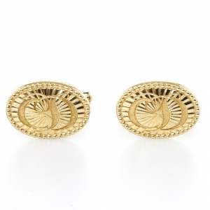 Christian Dior Logo Gold Plated Round Cufflinks